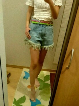 「WC（ダブル シー）のアイテム（デニムパンツ）」を使った、RURUMIさん（レディース・155cm）の夏コーディネート