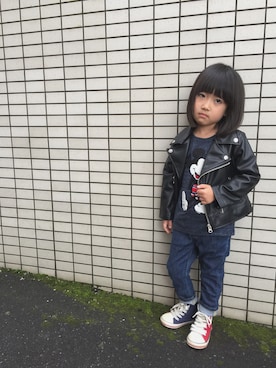 「REDDY APPLESEED（レディーアップルシード）のアイテム（シューズ）」を使った、＊aoaoao＊さん（キッズ・100cm）の秋コーディネート