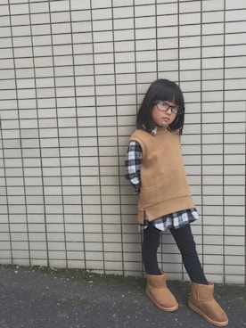 「アイテム（シャツワンピース）」を使った、＊aoaoao＊さん（キッズ・100cm）の秋コーディネート