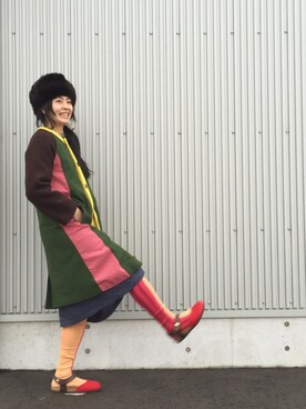 「ロシア帽」｜「アイテム（ジャケット/アウター）」を使った、アッコさん（レディース・162cm）の冬コーディネート