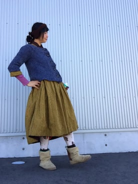 「ヘアアクセ」｜「アイテム（その他アウター）」を使った、アッコさん（レディース・162cm）の冬コーディネート