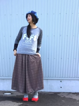 「スカーチョコーデ」｜アッコさん（レディース・162cm）の春コーディネート