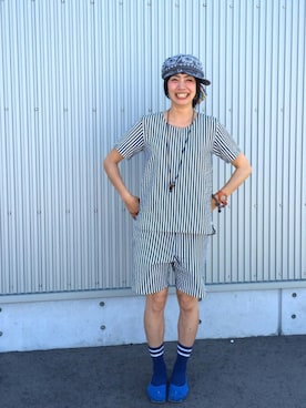 「セットアップスタイル」｜「アイテム（レッグウェア）」を使った、アッコさん（レディース・162cm）の夏コーディネート