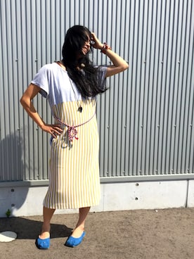 「kimono」｜「アイテム（その他）」を使った、アッコさん（レディース・162cm）の夏コーディネート