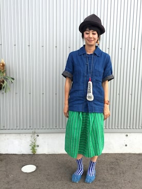 「LEH（レー）のアイテム」を使った、アッコさん（レディース・162cm）の秋コーディネート