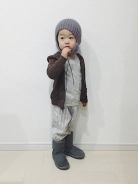 「MAISON DE REEFUR（メゾンドリーファー）のアイテム（ブーツ）」を使った、Tさん（キッズ・90cm）の冬コーディネート