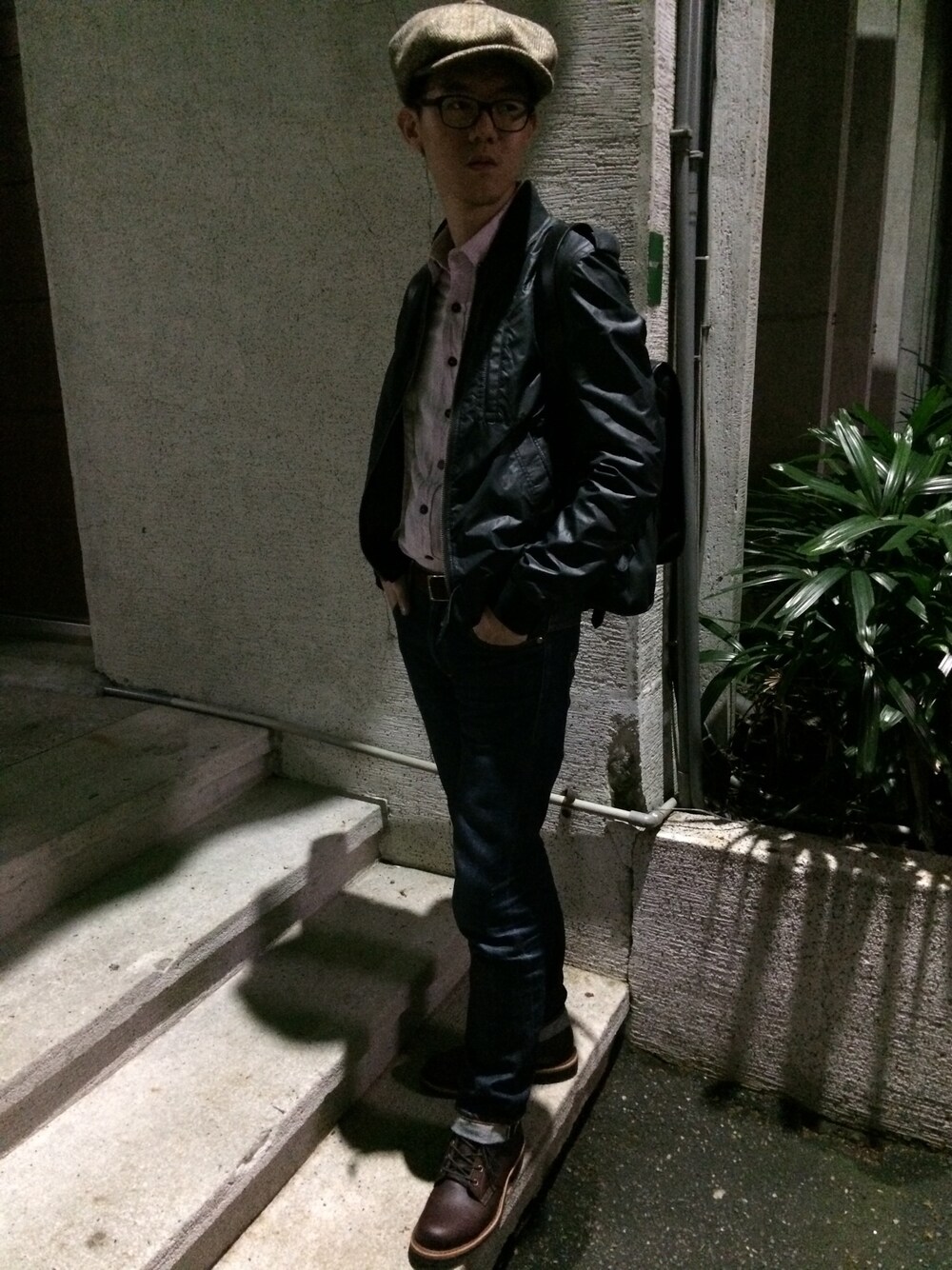「Taiwan、vintage、hat、shirts、Nudie jeans、denim、FILSON、Chippewa、boots、working style」｜「Lock & Co HattersのLock & Co Hatters Muirfield Wool-Tweed Flat Cap（帽子、ブラウン系）」を使った、Jason Yangさん（メンズ・177cm）の秋コーディネートの1枚目の写真