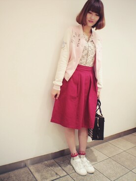 「lazybone（レイジーボーン）のアイテム」を使った、Yü♡さん（レディース・168cm）の春コーディネート