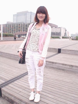 「lazybone（レイジーボーン）のアイテム」を使った、Yü♡さん（レディース・168cm）の春コーディネート