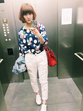 「IMAGE（イマージュ）のアイテム（パンツ）」を使った、Yü♡さん（レディース・168cm）の春コーディネート