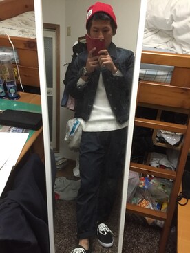 「H&M（エイチ・アンド・エム）のアイテム（モカシン/デッキシューズ）」を使った、健史さん（メンズ・163cm）の冬コーディネート
