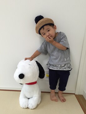 「SNOOPY（スヌーピー）のアイテム（雑貨/ホビー）」を使った、aoiさん（キッズ・80cm）の夏コーディネート