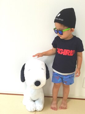「SNOOPY（スヌーピー）のアイテム（雑貨/ホビー）」を使った、aoiさん（キッズ・80cm）の夏コーディネート