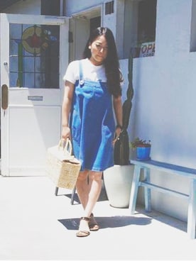 「アイテム（サンダル、グリーン系）」を使った、TINKstaffさん（レディース・152cm）の夏コーディネート