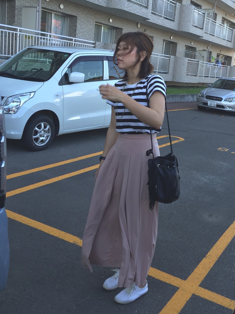 「参観日、夏、急に気温上昇」｜「無印良品のアイテム（Tシャツ/カットソー、ブラック系）」を使った、☺︎kaede☺︎さん（キッズ・100cm）の夏コーディネートの1枚目の写真