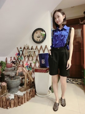 「blue」｜「アイテム（モカシン/デッキシューズ）」を使った、shuanさん（レディース・158cm）の秋コーディネート