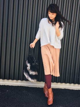 「NETSTAR（ネットスター）のアイテム（スカート）」を使った、miyacoさん（レディース・163cm）の秋コーディネート