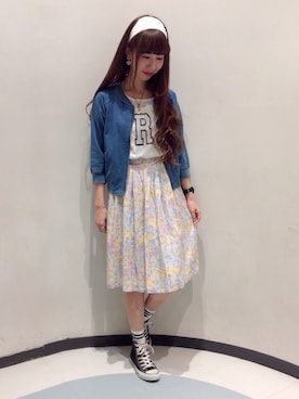 「花柄 スカート」｜「アイテム（ブルゾン）」を使った、ayakaさん（レディース・162cm）の春コーディネート