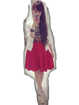 「ひざ丈スカート」｜「アイテム（ブルゾン）」を使った、ayakaさん（レディース・161cm）の夏コーディネート