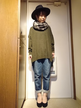 「ツバ広ハット」｜えりつぃんさん（レディース・151cm）の秋コーディネート