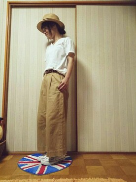 「CONVERSE（コンバース）のconverse（コンバース） ALL STAR OX（オールスターOX）（スニーカー）」を使った、えりつぃんさん（レディース・151cm）の夏コーディネート