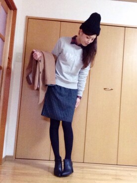 「シャツ×スウェット」｜「アイテム（チェスターコート）」を使った、shimaさん（レディース・164cm）の冬コーディネート