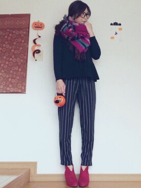 「服バカ」｜「アイテム（オールインワン・サロペット）」を使った、shimaさん（レディース・164cm）の秋コーディネート