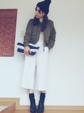 「服バカ」｜「アイテム（MA-1）」を使った、shimaさん（レディース・164cm）の秋コーディネート