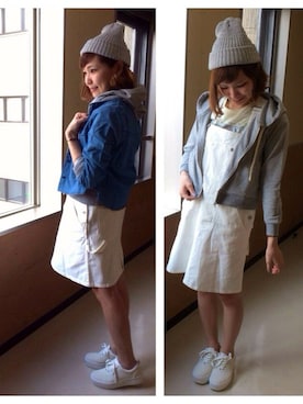 「RAY CASSIN（レイカズン）のアイテム（オールインワン・サロペット）」を使った、たなおさん（レディース・160cm）の春コーディネート