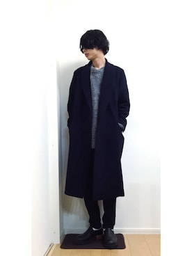 「lot holon（ロットホロン）のアイテム（スラックス）」を使った、mizushimaさん（メンズ・174cm）の冬コーディネート