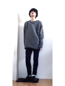 「lot holon（ロットホロン）のアイテム（スラックス）」を使った、mizushimaさん（メンズ・174cm）の冬コーディネート