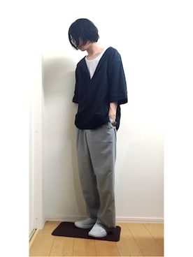 「lot holon（ロットホロン）のアイテム（Tシャツ/カットソー）」を使った、mizushimaさん（メンズ・174cm）の春コーディネート