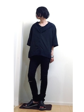「lot holon（ロットホロン）のアイテム（Tシャツ/カットソー）」を使った、mizushimaさん（メンズ・174cm）の春コーディネート
