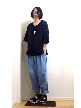 「lot holon（ロットホロン）のアイテム（Tシャツ/カットソー）」を使った、mizushimaさん（メンズ・174cm）の春コーディネート