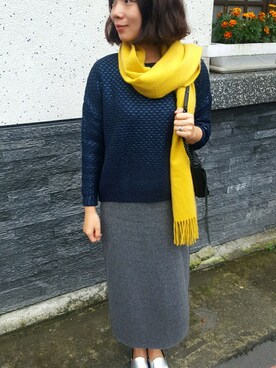 「NO216（ナンバー216）のアイテム」を使った、Cheryl Wuさん（レディース・164cm）の冬コーディネート