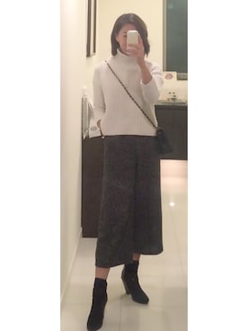 「くつした」｜「アイテム（ブーツ）」を使った、MASAYOさん（レディース・165cm）の秋コーディネート