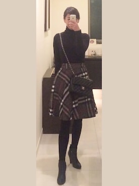 「黒ニット」｜MASAYOさん（レディース・165cm）の冬コーディネート