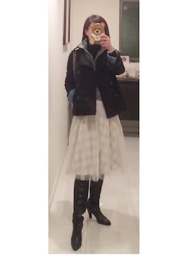 「Gジャン」｜「アイテム（ピーコート）」を使った、MASAYOさん（レディース・165cm）の冬コーディネート
