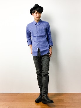 「STUDIOUS（ステュディオス）のアイテム（シューズ）」を使った、武井一輝さん（メンズ・172cm）の春コーディネート