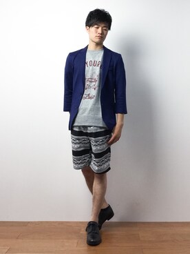 「HVC（エイチブイシー）のアイテム（パンツ）」を使った、武井一輝さん（メンズ・172cm）の春コーディネート