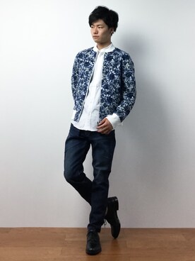 「GGD（ジージーディー）のアイテム（MA-1）」を使った、武井一輝さん（メンズ・172cm）の春コーディネート