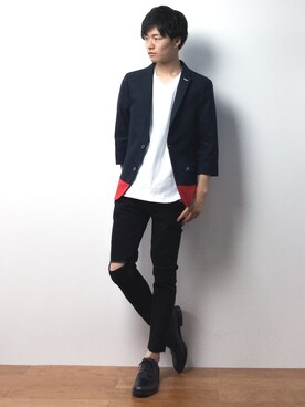 「NO ID.（ノーアイディ）のアイテム」を使った、武井一輝さん（メンズ・172cm）の春コーディネート