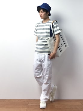 「unrelaxing（アンリラクシング）のアイテム（帽子）」を使った、武井一輝さん（メンズ・172cm）の春コーディネート