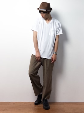 「FRED PERRY（フレッドペリー）のアイテム（帽子）」を使った、武井一輝さん（メンズ・172cm）の春コーディネート