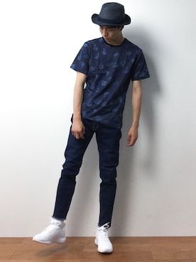 「Right-on（ライトオン）のアイテム（帽子）」を使った、武井一輝さん（メンズ・172cm）の夏コーディネート