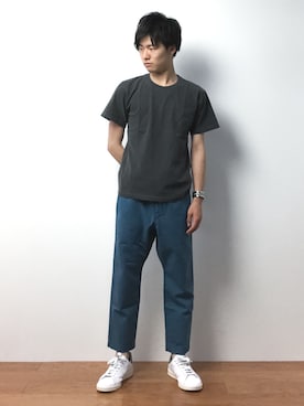 「Blue Standard （ブルースタンダード）のアイテム」を使った、武井一輝さん（メンズ・172cm）の夏コーディネート