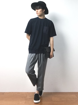 「SHIPS JET BLUE（シップスジェットブルー）のアイテム（帽子）」を使った、武井一輝さん（メンズ・172cm）の夏コーディネート