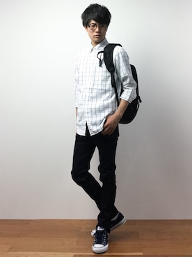 「C6（シーシックス）のアイテム（バッグ）」を使った、武井一輝さん（メンズ・172cm）の夏コーディネート
