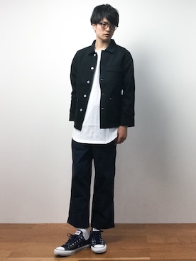 「JOURNAL STANDARD relume（ジャーナルスタンダード　レリューム）のアイテム（カバーオール）」を使った、武井一輝さん（メンズ・172cm）の夏コーディネート
