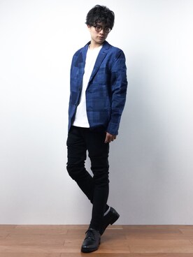 「TOMMY HILFIGER（トミーヒルフィガー）のアイテム（テーラードジャケット）」を使った、武井一輝さん（メンズ・172cm）の夏コーディネート